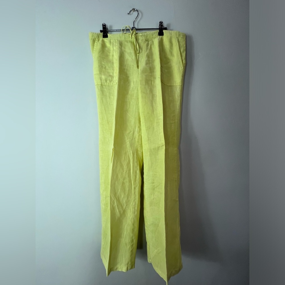 London Jeans Yellow Linen Pants 4 Long 1211